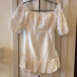 Saints & Secrets white crochet mini dress. Size Small